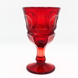 Vintage Fostoria Argus Ruby Red Honeycomb Heavy Glass Wine Cocktail Cordial